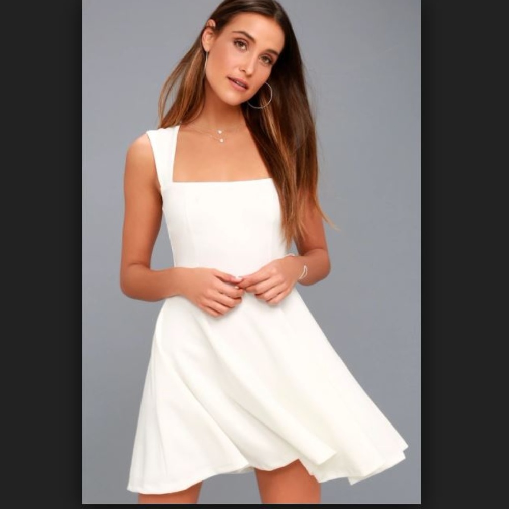 NWOT LULU'S ROYAL COURT WHITE SKATER DRESS